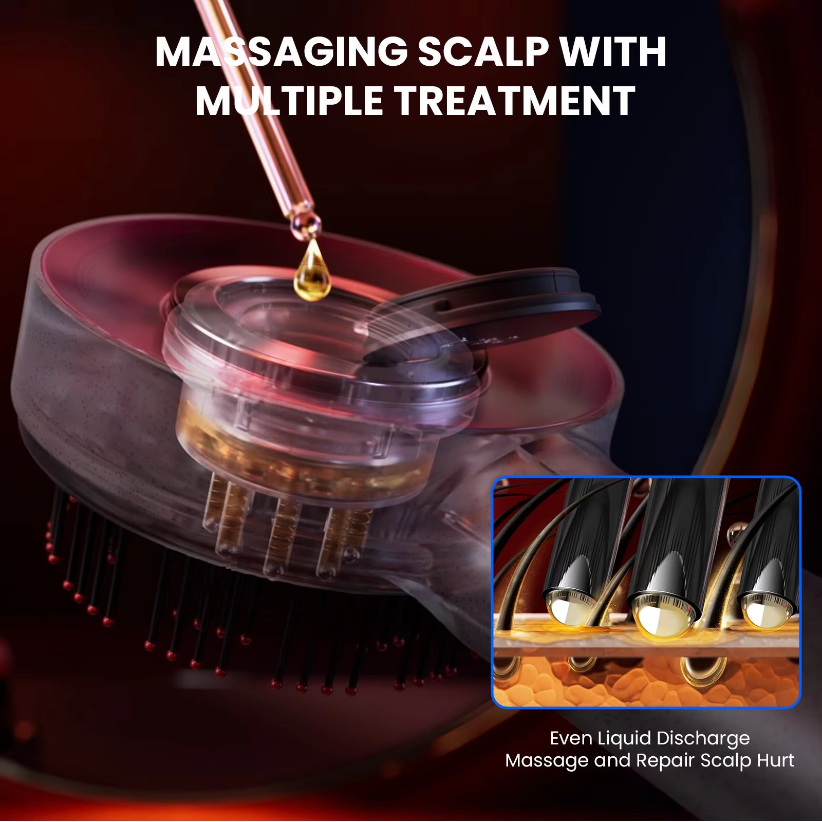 Scalp3 Scalp Massaging Brush Hair Massager Comb with IPX7 Waterproof, Cordless Electric Massager Type-C